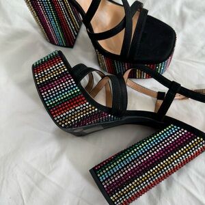 Jessica Simpson Multicolor Rhinestone Platform Heels
